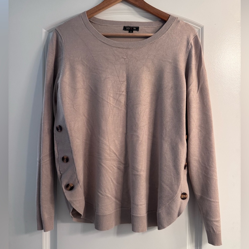 Light Tan Sweater with Side Buttons
